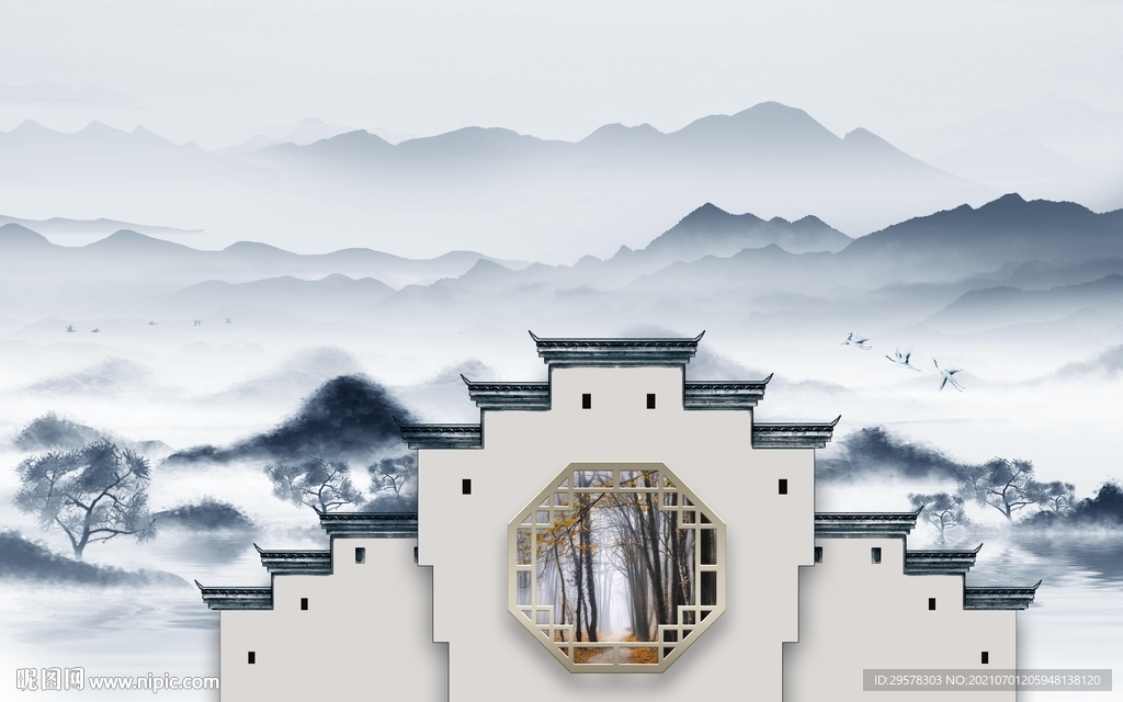 中式新款山水 tif文件分层