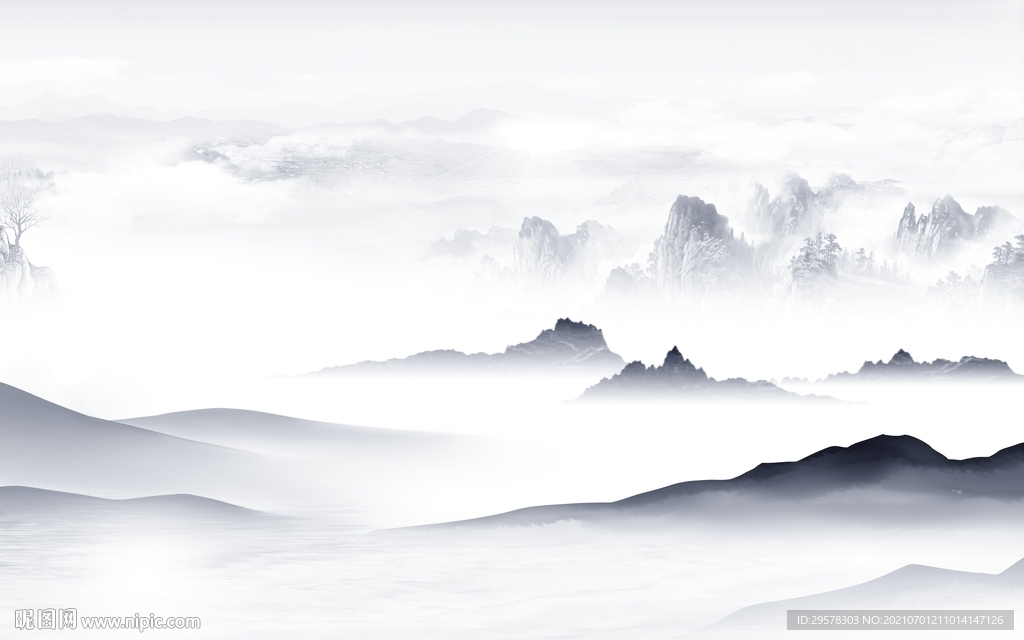 蓝色新款山水 tif文件分层