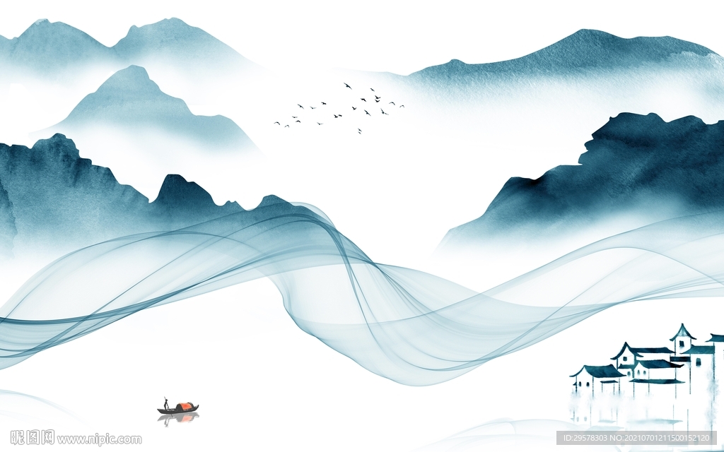 背景墙新款山水 tif文件分层