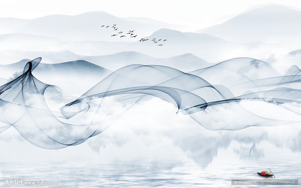 新中式山水背景 TIF文件分层