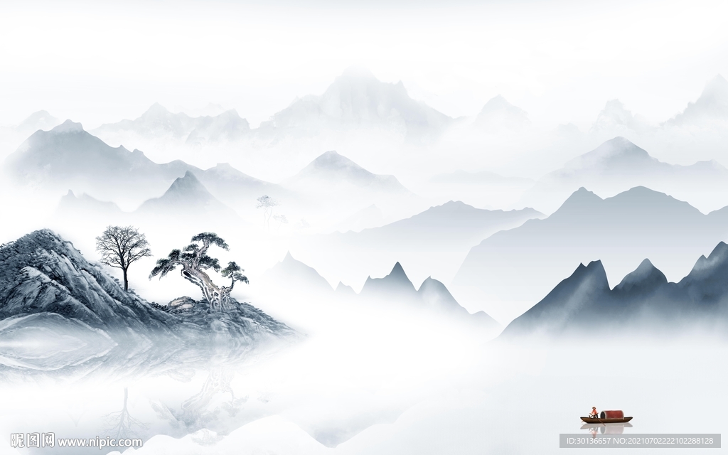 大气山水背景 TIF文件分层