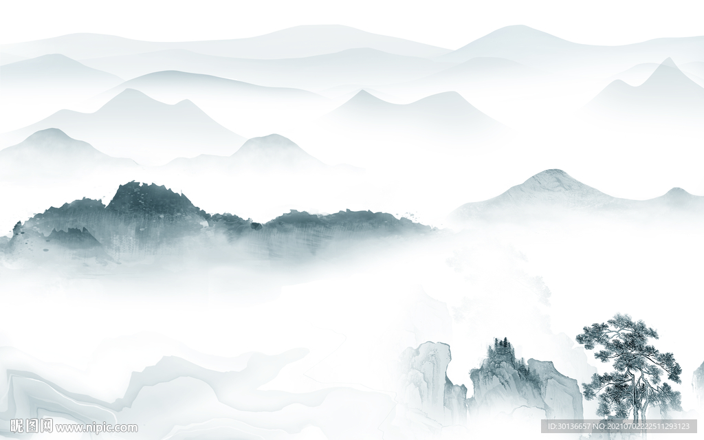 高档 山水背景 TIF文件分层