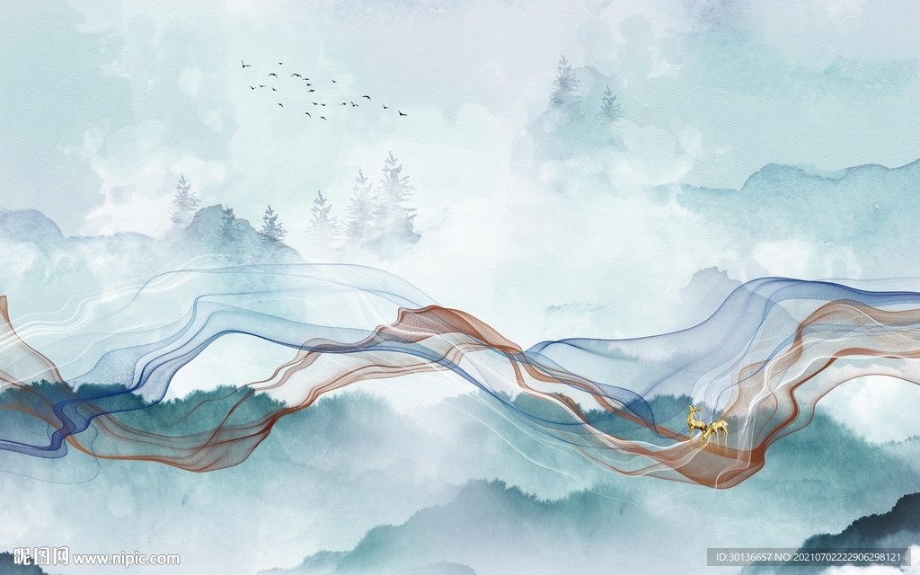 高清 山水背景 TIF文件分层