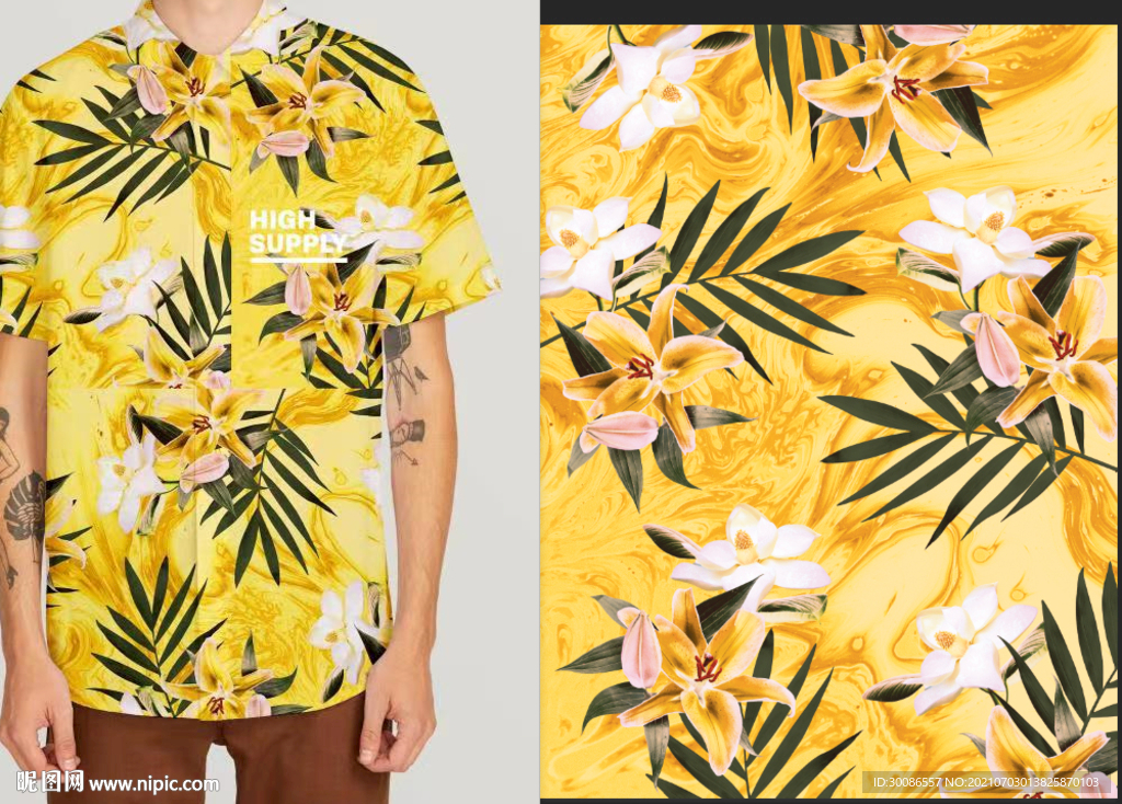 数码印花  热带叶子