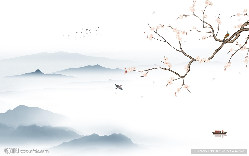 高档 现代山水画 TIF分层图