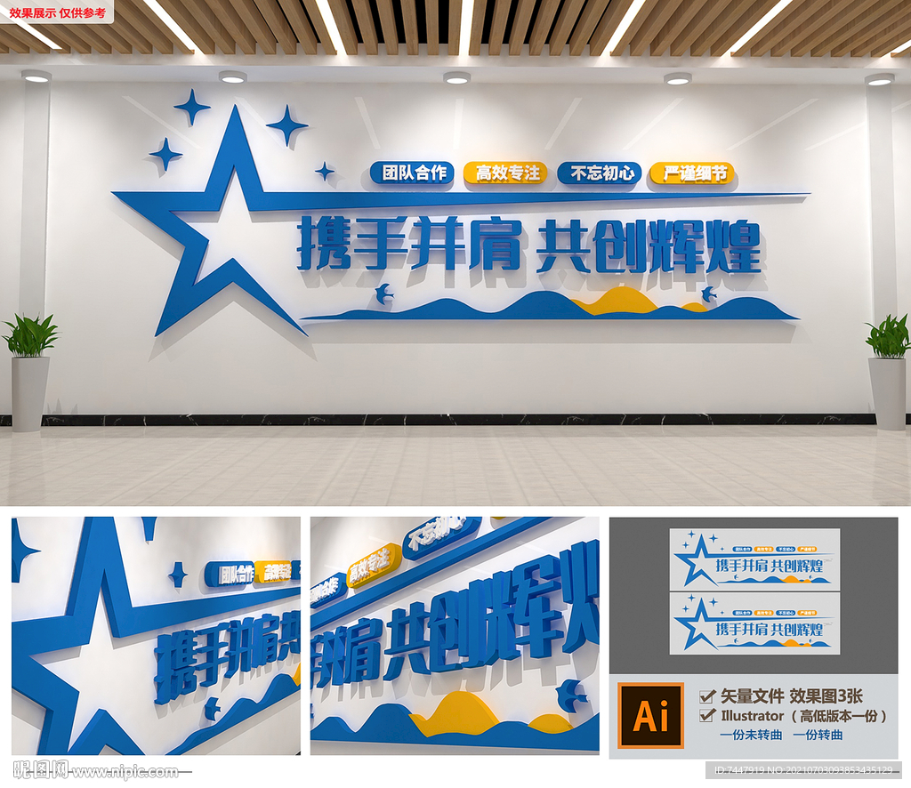 携手并肩共创辉煌企业文化墙