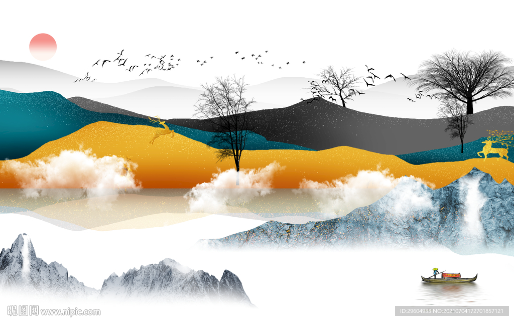 最新意境山水 tif分层文件