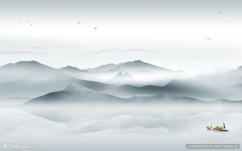 新中式意境山水 tif分层文件