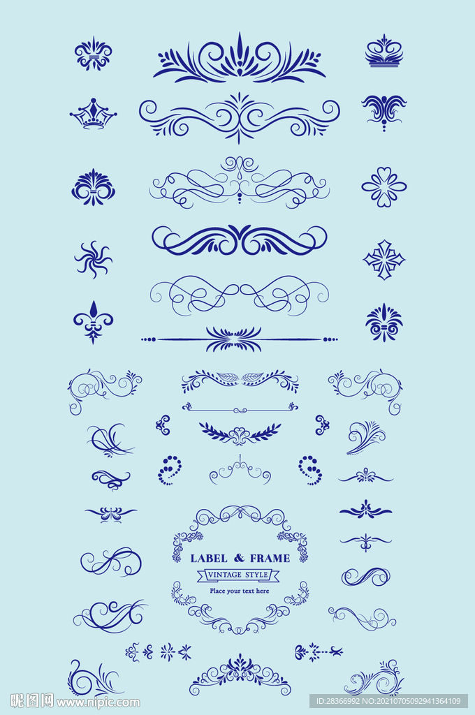 欧式矢量花纹边框花边