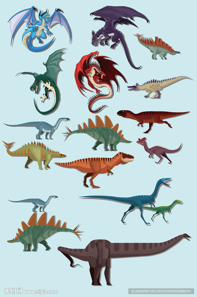 卡通侏罗纪恐龙元素