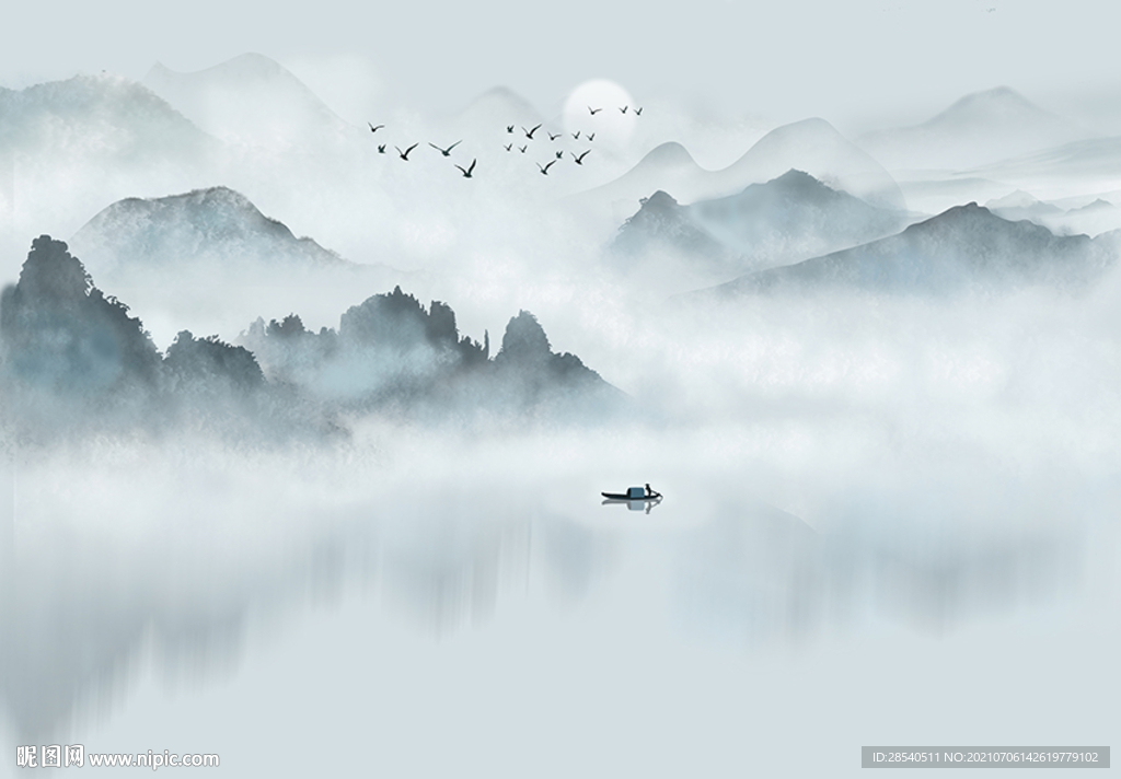 新中式意境山水图片