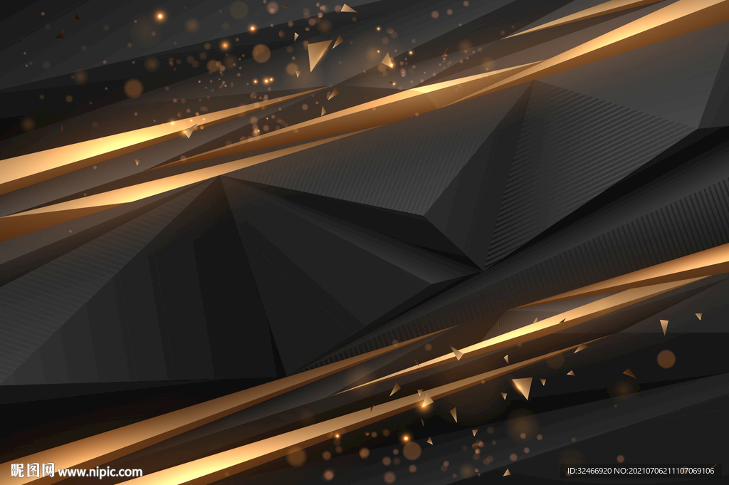 金色碎片黑色背景