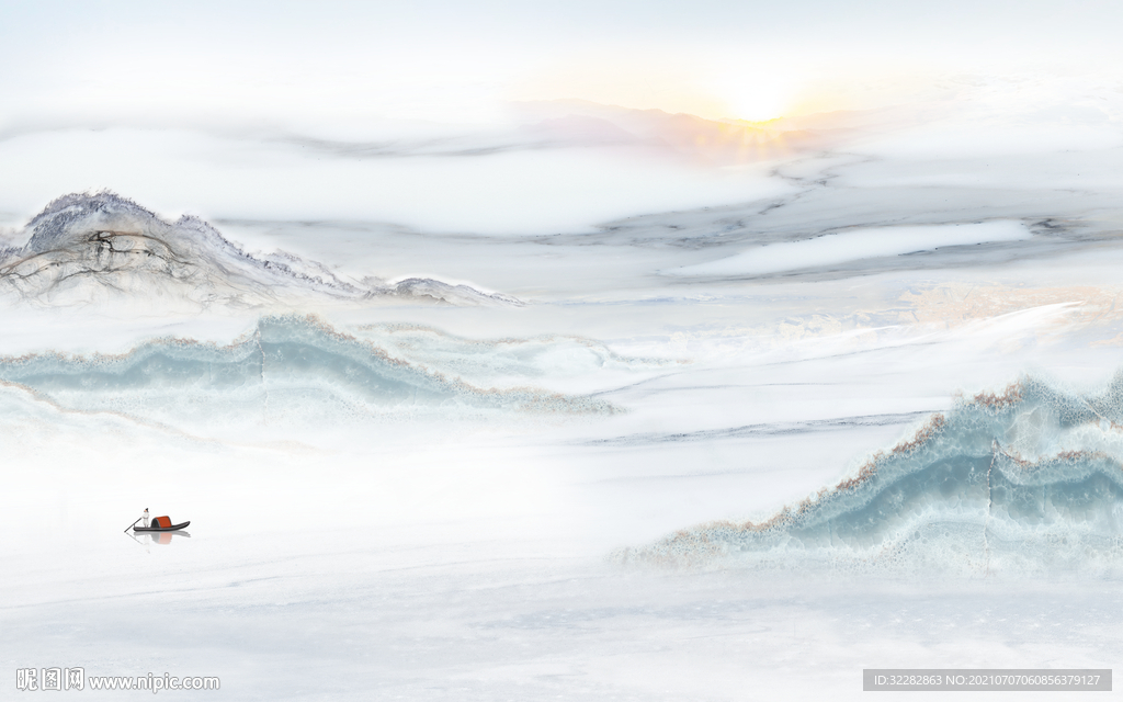 石纹山水背景墙 TIF分层画