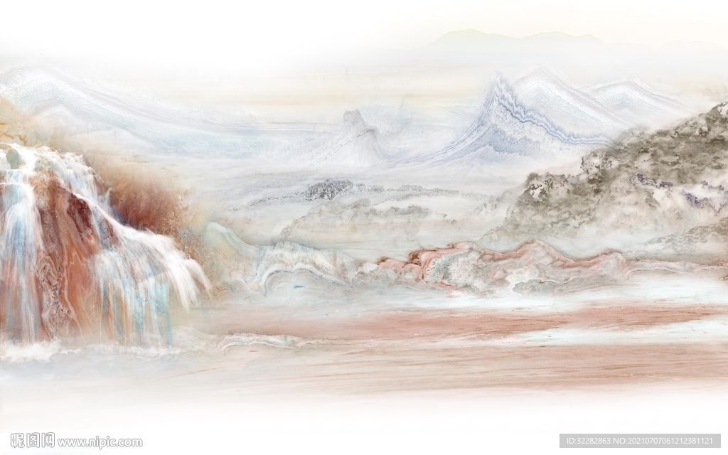 山水石纹背景墙 TIF分层画