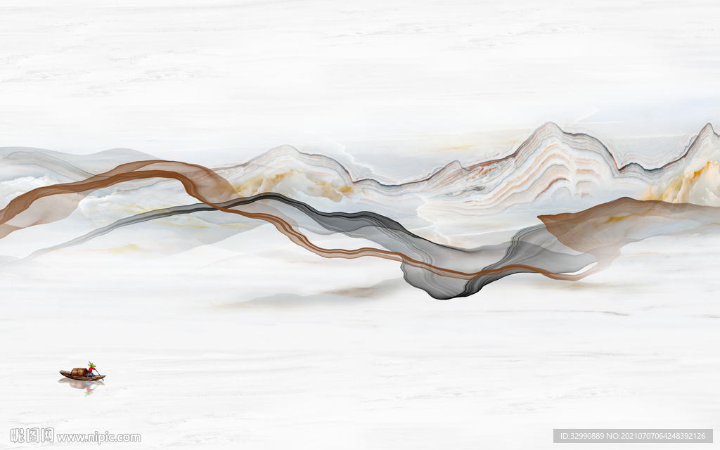 线条山水爵士白 TIF分层画