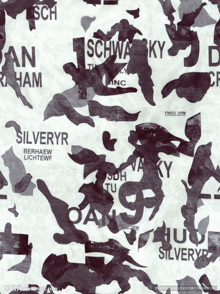 泥点云纹底迷彩字母