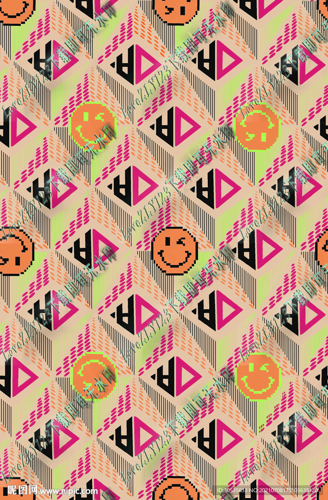 大牌线条笑脸几何