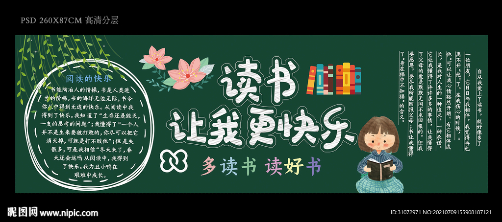 读书快乐黑板报
