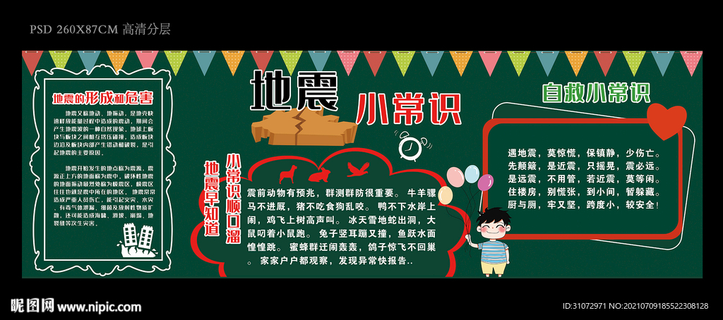 地震小常识黑板报