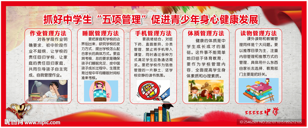 中小学生五项管理图片