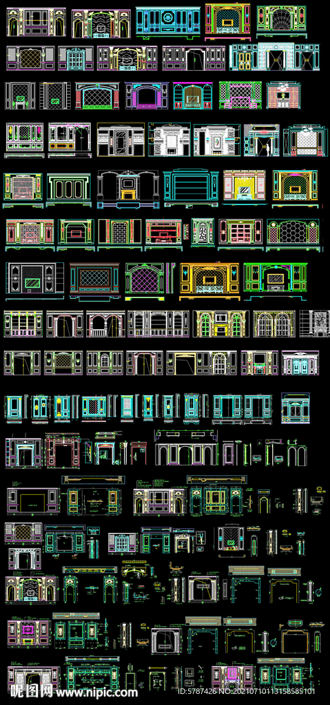 欧式背景墙图纸