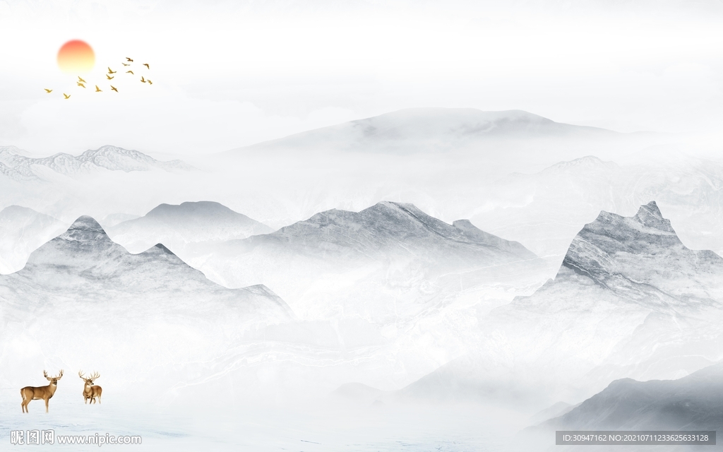 大气简约画新山水 TIF分层