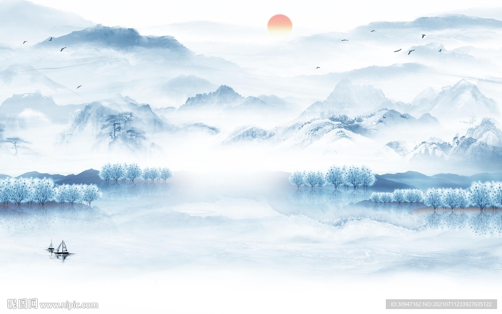 高清 简约画新山水 TIF分层