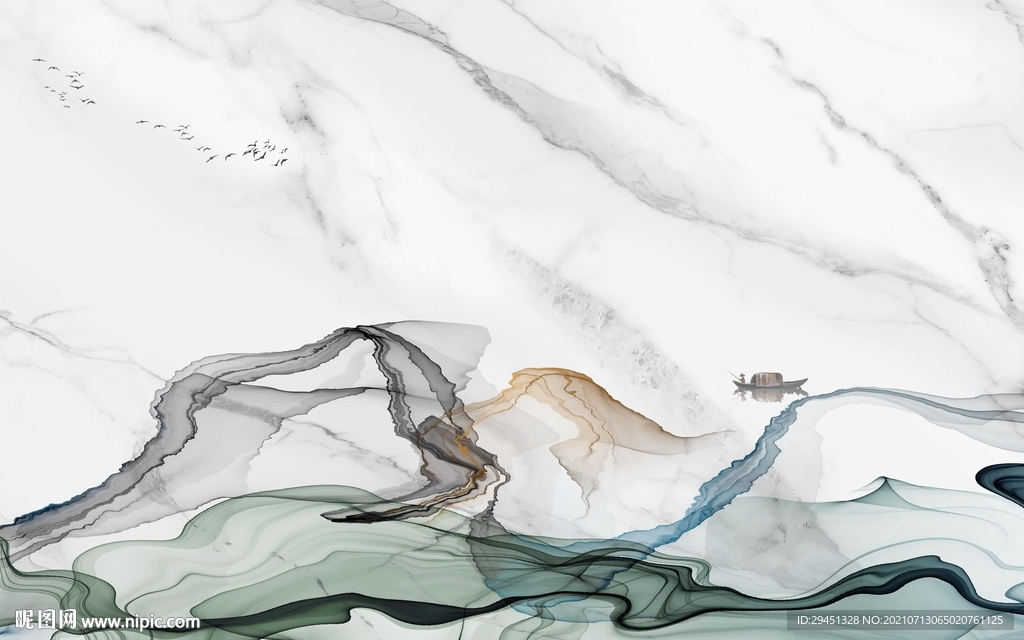 人气 简约风山水画 tif分层