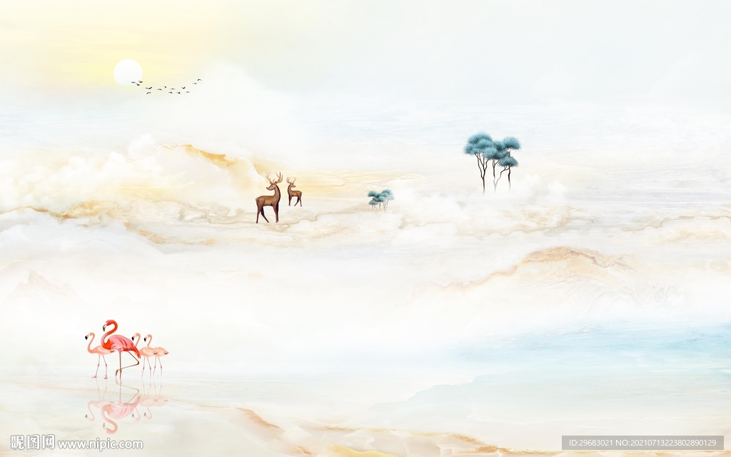 石纹山水客厅墙画 tif文件