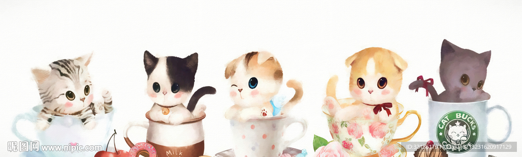 卡通动物喵咪装饰画
