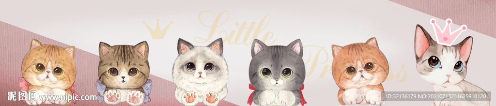 卡通手绘动物喵咪装饰画