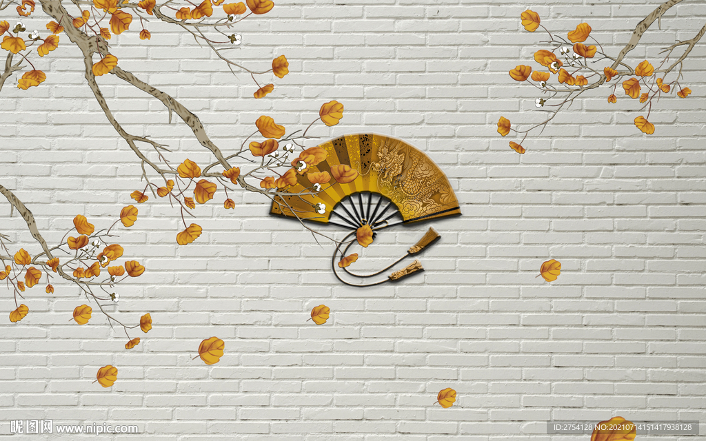 晶瓷画 扇子 新中式