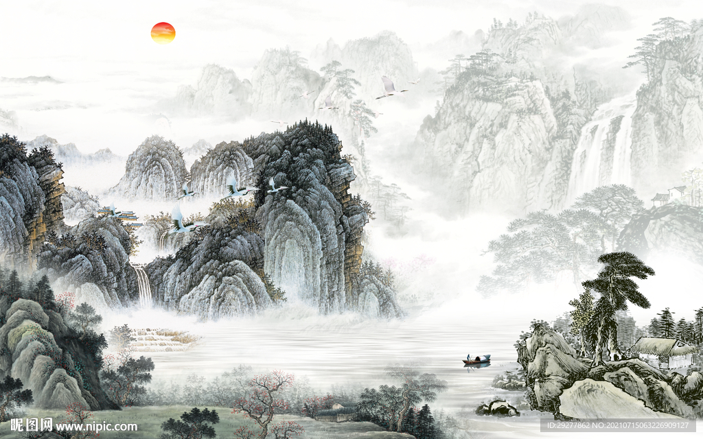 客厅简约山水 tif文件分层