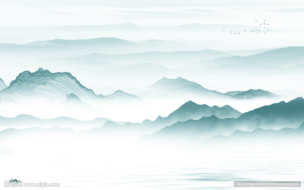 新中式简约山水 tif文件分层