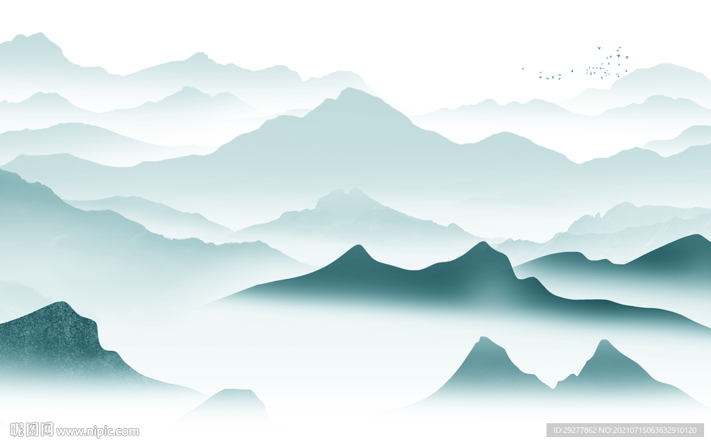 中式简约山水 tif文件分层