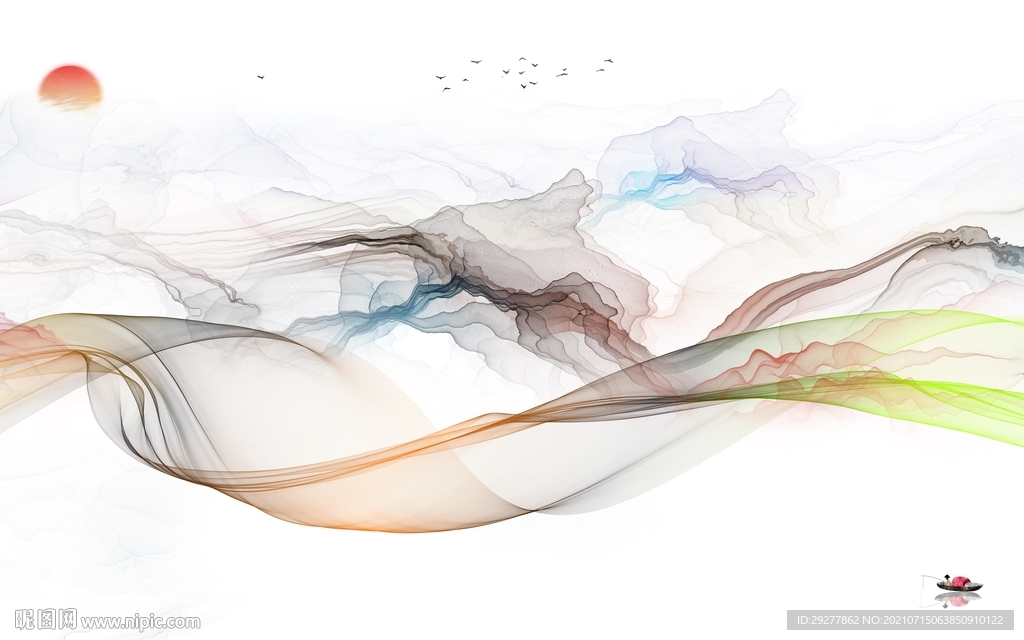 高档简约山水 tif文件分层