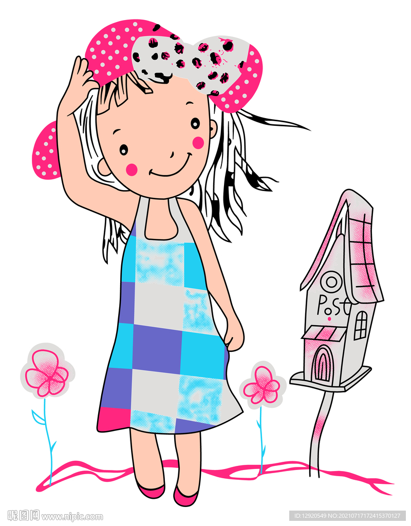 数码卡通裁片定位人物