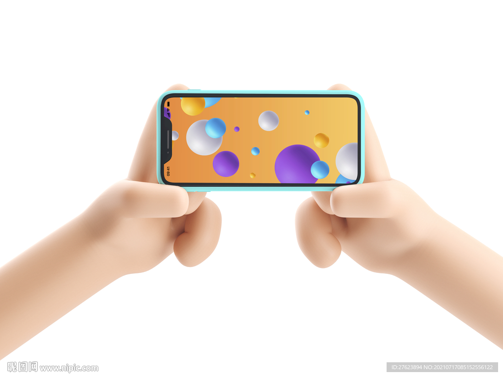 卡通手拿手机样机