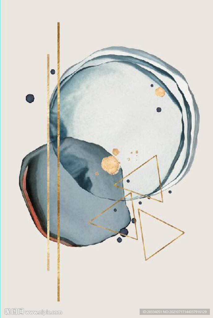 北欧抽象金色几何油画玄关装饰画