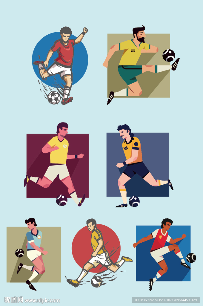 AI矢量踢足球人物元素