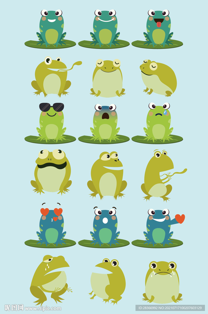 矢量卡通手绘青蛙元素