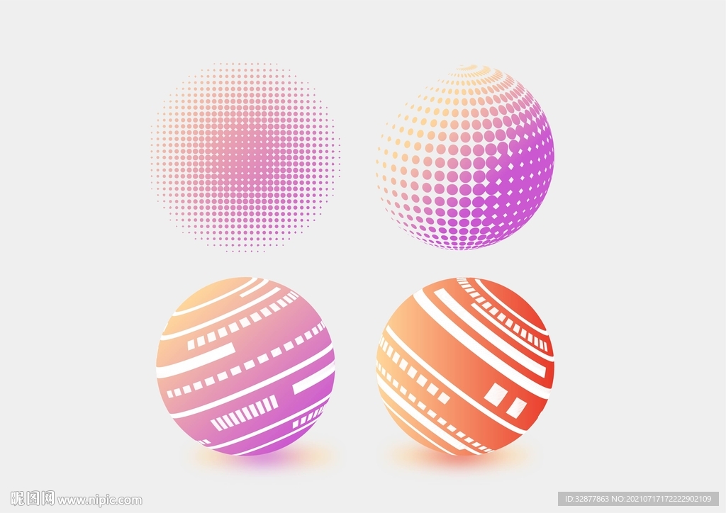 海报球形装饰矢量元素