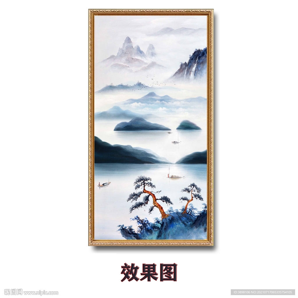 水墨山水仙境玄关装饰画玄关