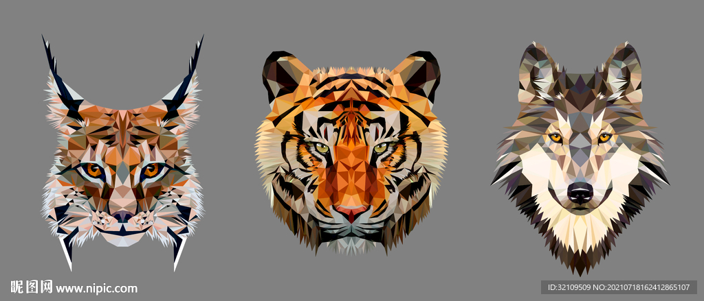 扁平老虎头狼头狐狸头