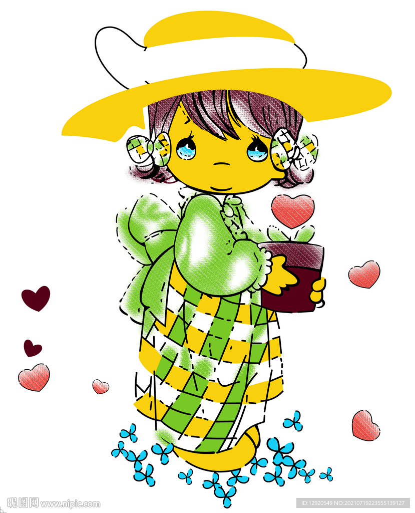 数码卡通美少女裁片定位