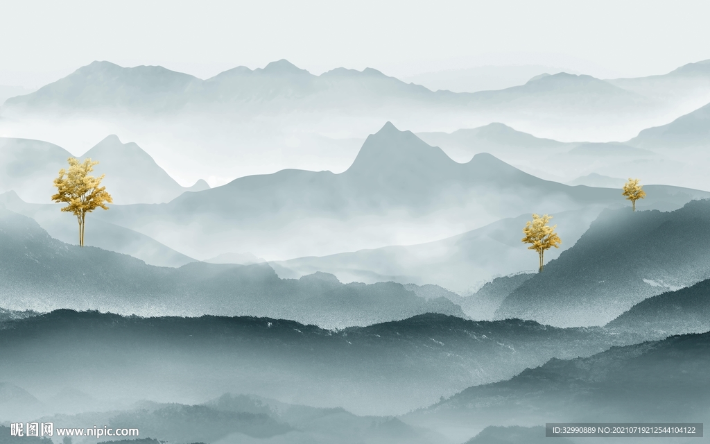 中国风山水新画 TIF文件分层