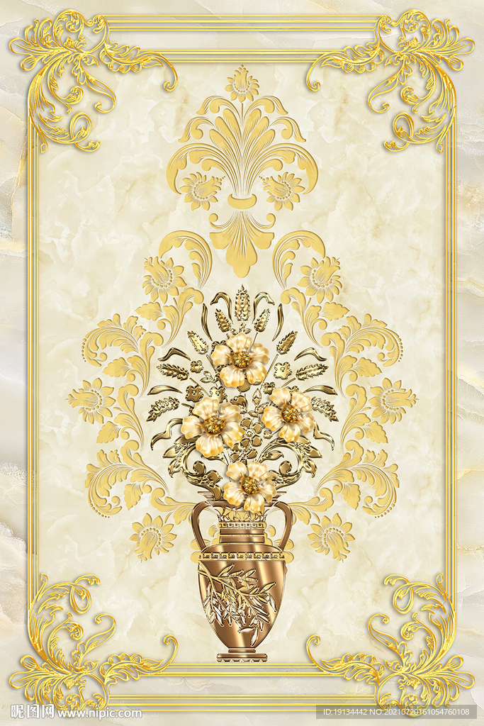 欧式拼花玄关壁画