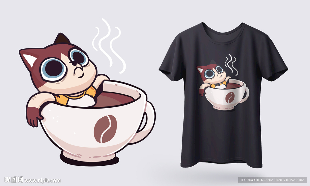猫咖啡杯子衣服设计
