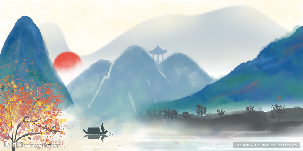 中国风客厅山水画