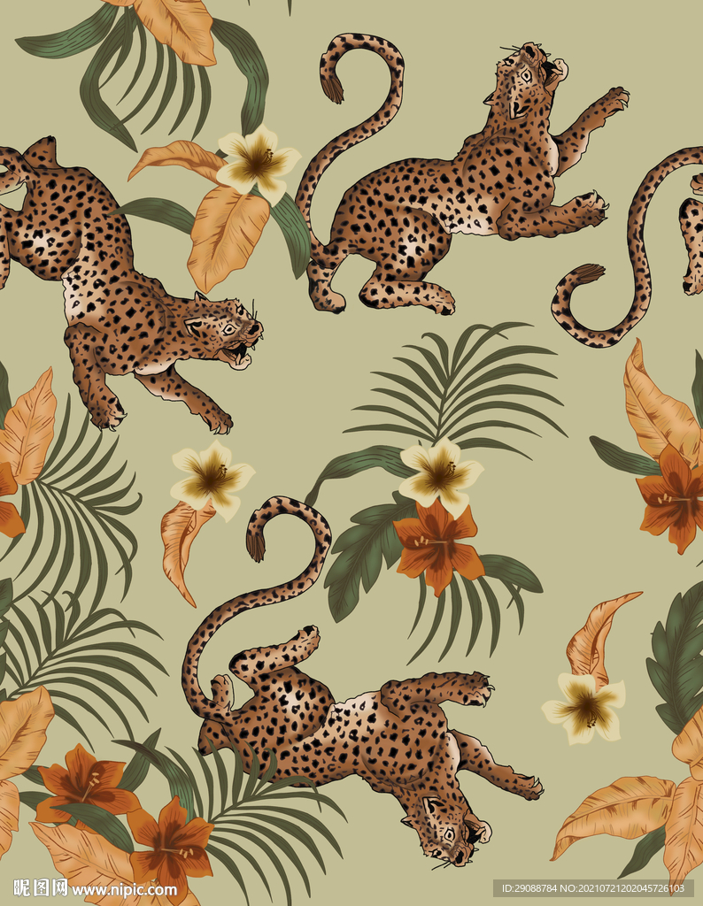 大牌 数码印花 豹